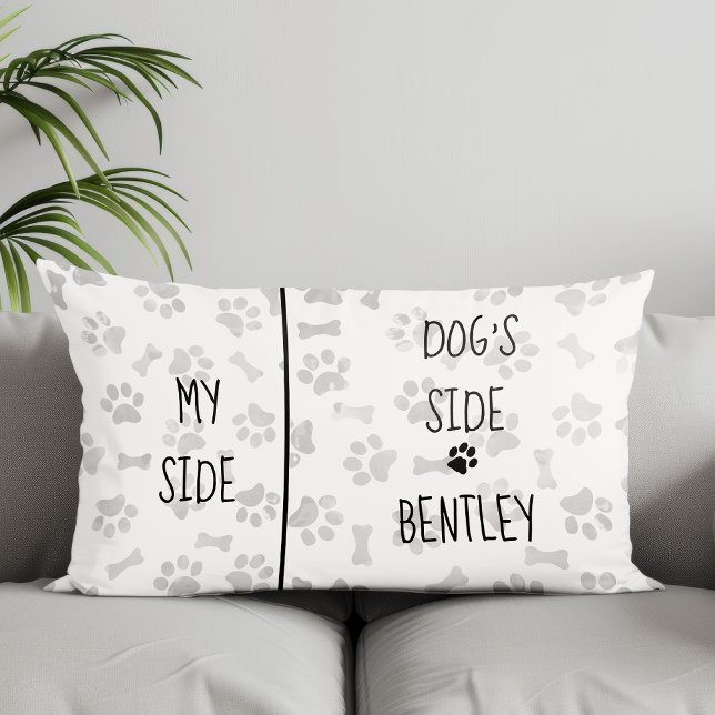 Dog Themed Bedroom Paw Prints My Side Dogs Side Decorative Cushion (Creator Uploaded)