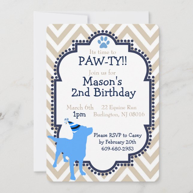 Dog themed Birthday Party Invitation (Front)