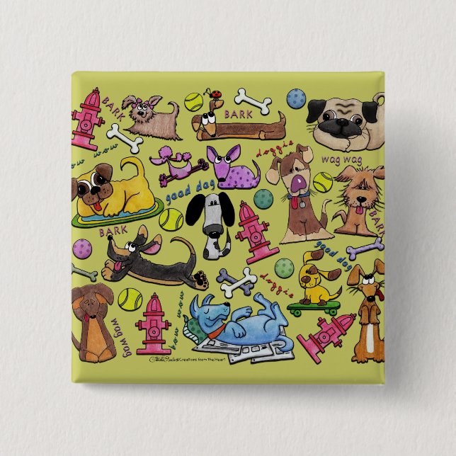 Dog Themed Collage 15 Cm Square Badge (Front)