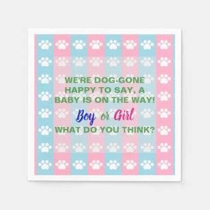 Dog Themed Gender Reveal Party Napkin