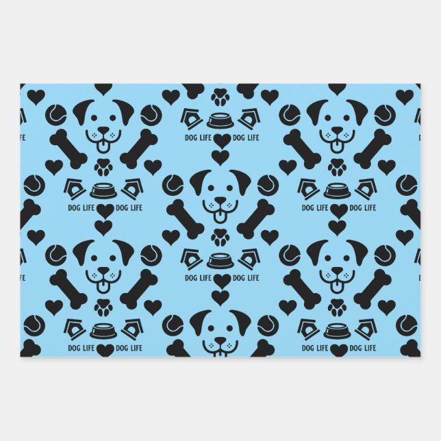 Dog Themed Gift Wrapping Paper Sheet (Front)