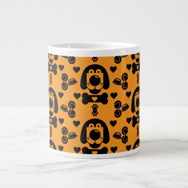 Dog Themed Patterned Large Coffee Mug (Front)