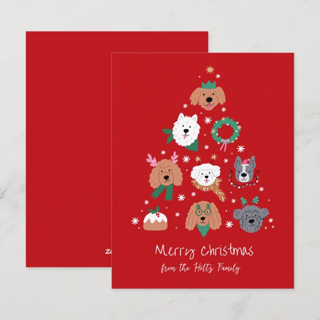 Dog Themed Red Christmas Card (Front/Back)