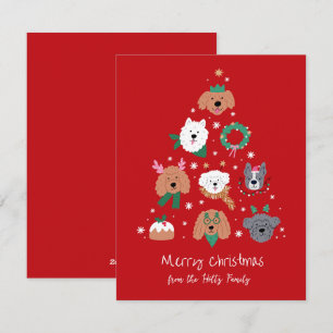 Dog Themed Red Christmas Card