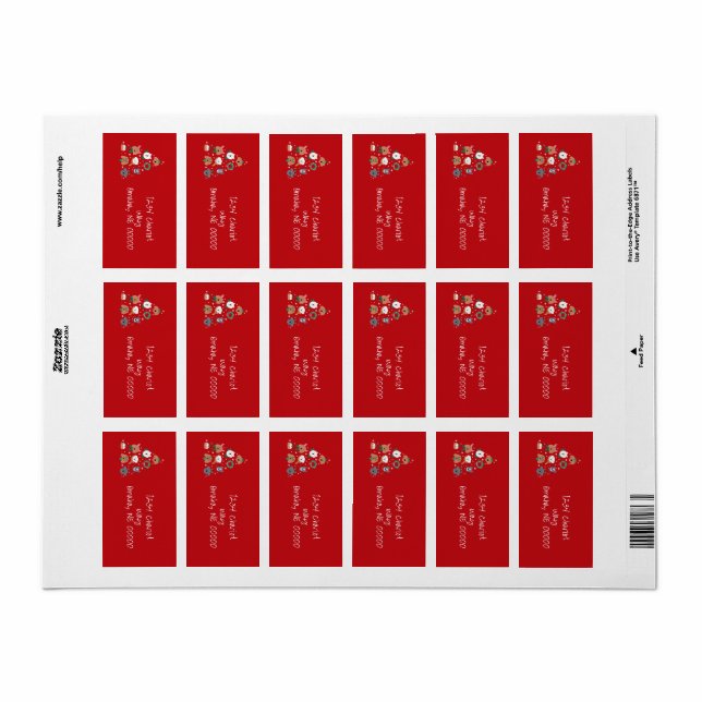 Dog Themed Red Christmas  Label (Full Sheet)