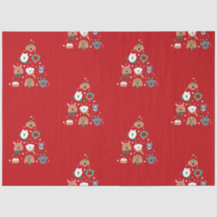 Dog Themed Red Christmas  Tissue Paper