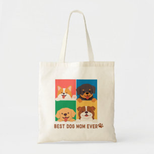 Dog-Themed Tote Bag	Vibrant 4-Grid Peek-a-Boo Pups