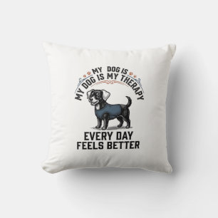 Dog Therapy Shirt Vintage Engraved Dog Lover Gift_ Cushion