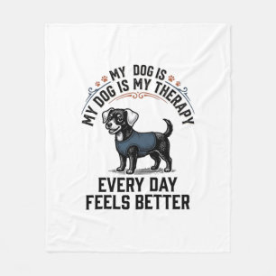 Dog Therapy Shirt Vintage Engraved Dog Lover Gift_ Fleece Blanket