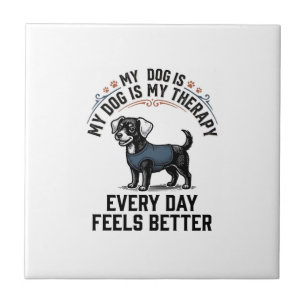 Dog Therapy Shirt Vintage Engraved Dog Lover Gift_ Tile