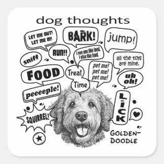 Dog Thoughts – Goldendoodle Square Sticker