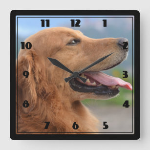 Dog Time Wall Clock Smiling Golden Retriever