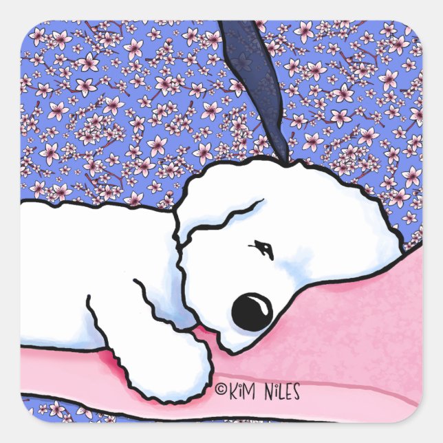 Dog Tired Bichon KiniArt Square Sticker (Front)