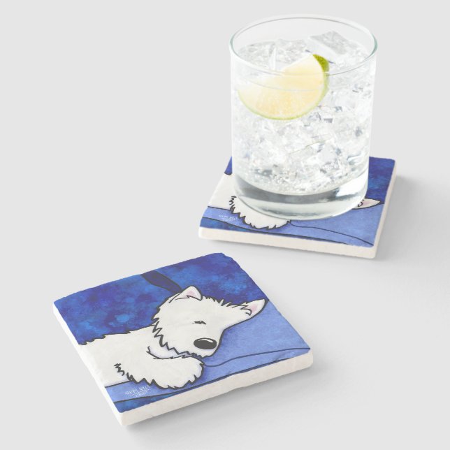 Dog Tired Westie Stone Coaster (Side)