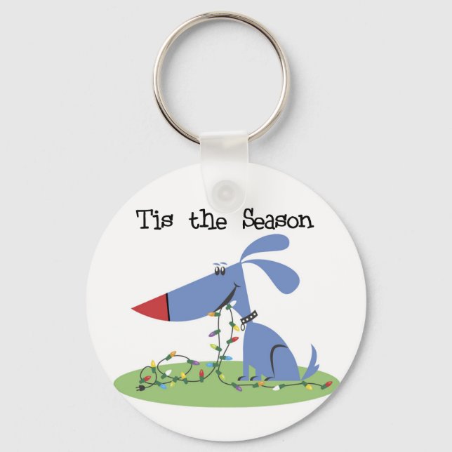Dog Tis the Season Holiday Tshirts and Gifts Key Ring (Front)