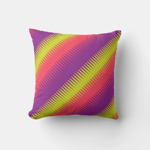 Dog tooth lines purple coral lime throw pillow