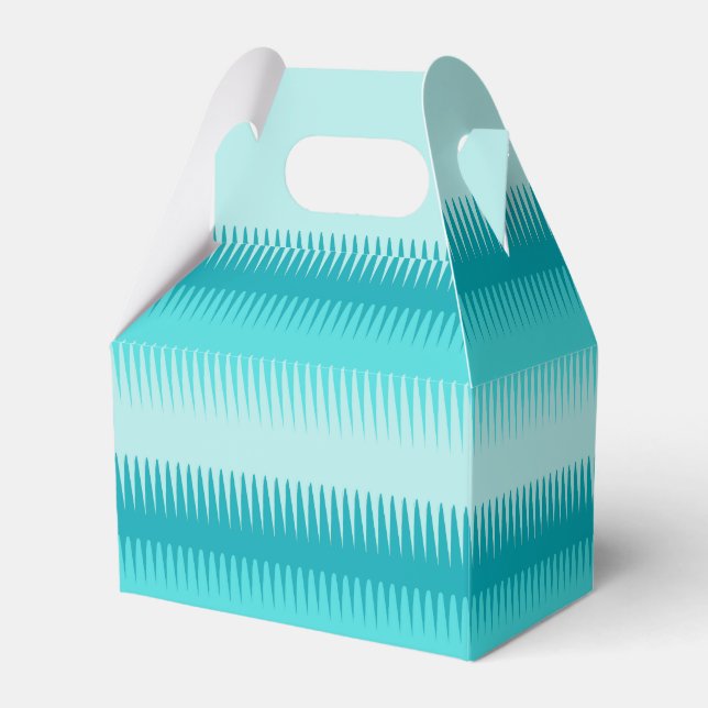 Dog tooth lines teal blue green thank you gift box (Front Side)