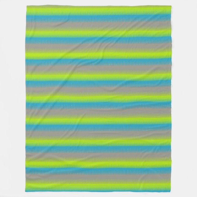 Dog tooth stripe green, grey, teal blanket (Front)