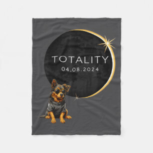 Dog Total Solar Eclipse 2024 Totality Funny Dog Gl Fleece Blanket