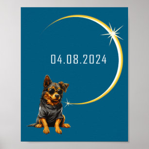 Dog Total Solar Eclipse 2024 Totality Funny Dog Gl Poster