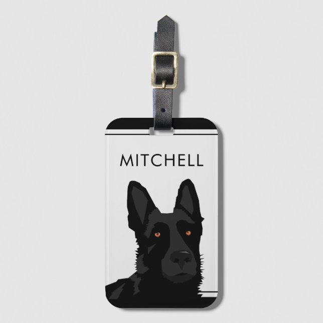 Dog Trainer Black German Shepherd Luggage Tag (Front Vertical)