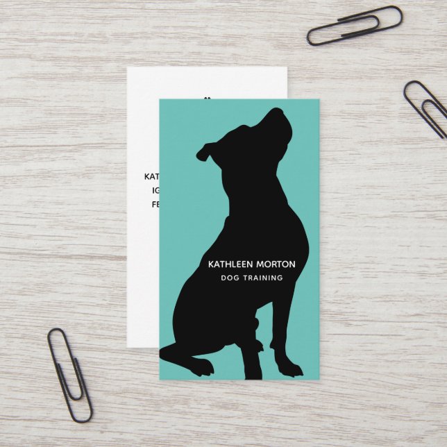Dog Trainer Black Silhouette Business Card (Front/Back In Situ)