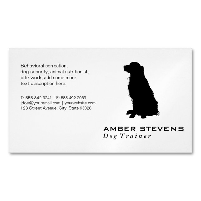 Dog Trainer Breeder Magnetic Business Card (Front)