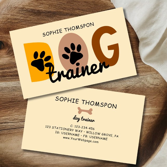 Dog trainer cartoon paws business card (Creator Uploaded)