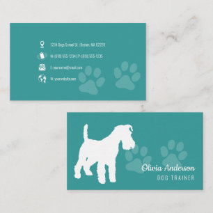 Dog Trainer   Dog Training School Aqua Business Card