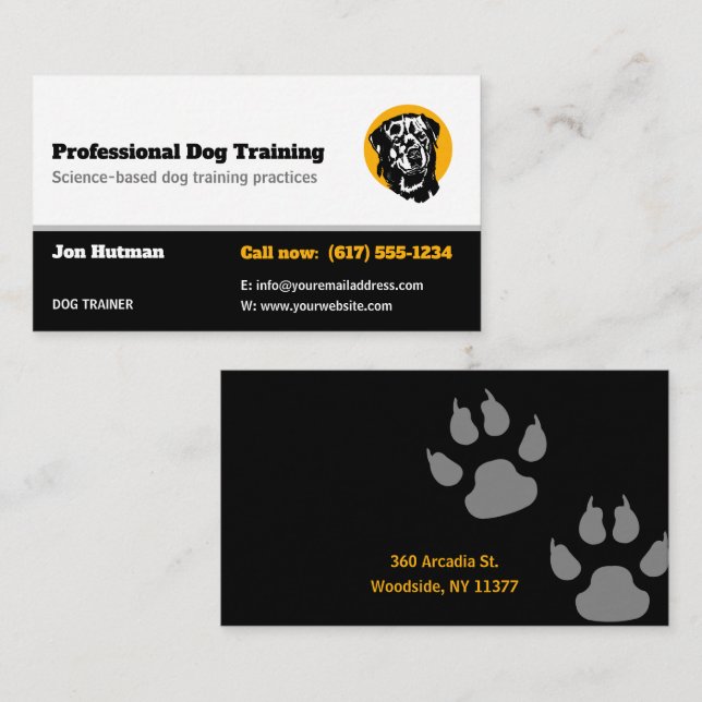Dog Trainer | Dog Training School Business Card (Front/Back)