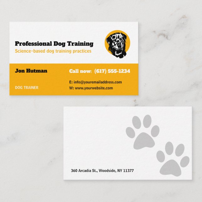 Dog Trainer | Dog Training School Business Card (Front/Back)