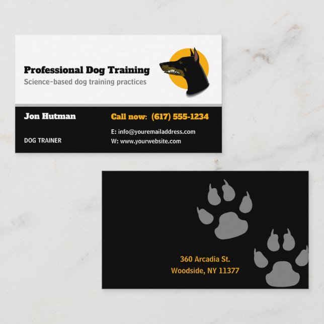 Dog Trainer | Dog Training School Business Card (Front/Back)