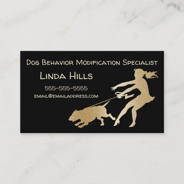 Dog Trainer Faux Gold Dog Behaviour Modification Business Card (Front)