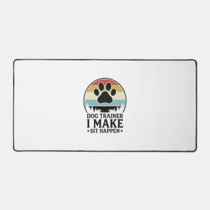 Dog Trainer I Make Sit Happen Vintage Paw Shirt_1 Desk Mat