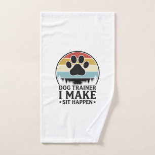 Dog Trainer I Make Sit Happen Vintage Paw Shirt_1 Hand Towel