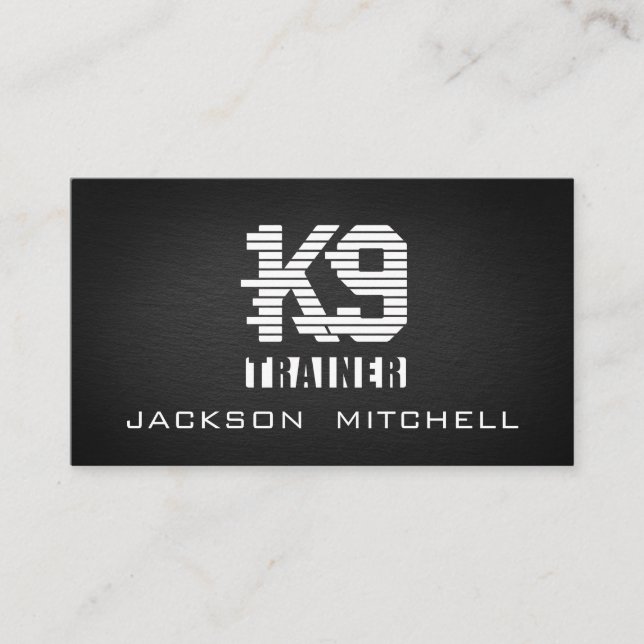 Dog trainer - K9 Trainer Black and white Business Card (Front)