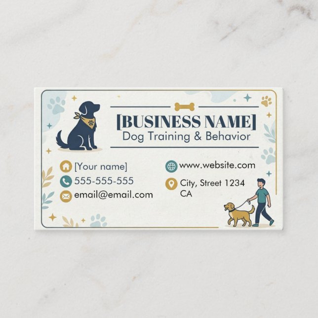 Dog Trainer & Pet Behavior Professional  Business Card (Front)