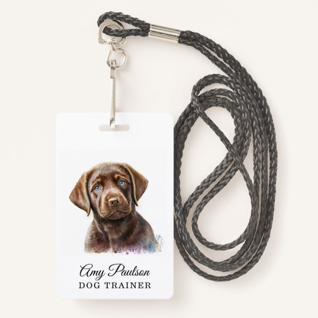 Dog Trainer Pet Services Badge ID Badge (Front with Lanyard)