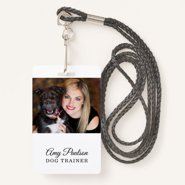 Dog Trainer Photo Pet Services Badge ID Badge (Front with Lanyard)