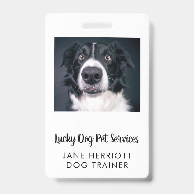 Dog Trainer Photo Pet Services  Badge ID Badge (Front)