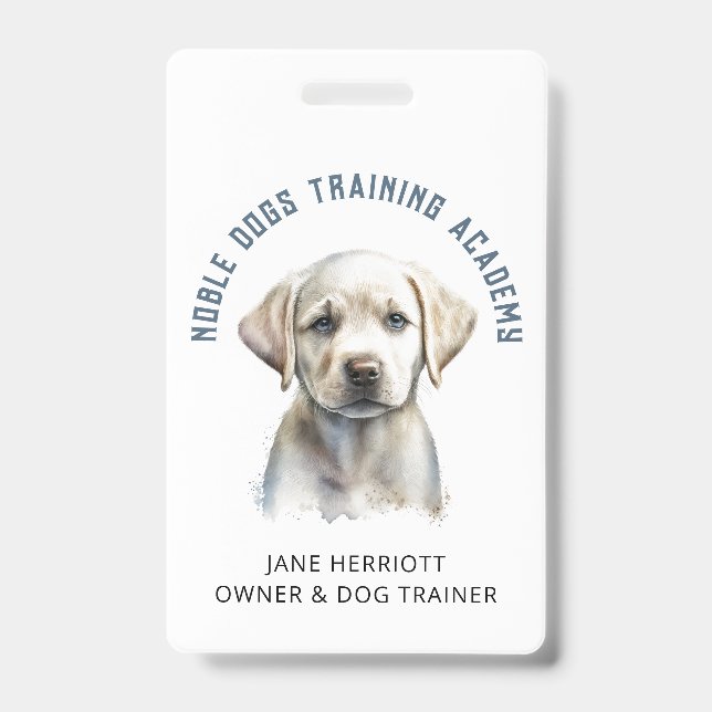 Dog Trainer Puppy Photo QR Code ID Badge (Front)