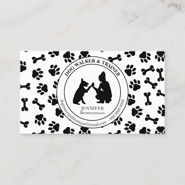 Dog Trainer Simple Paws Business Card (Front)