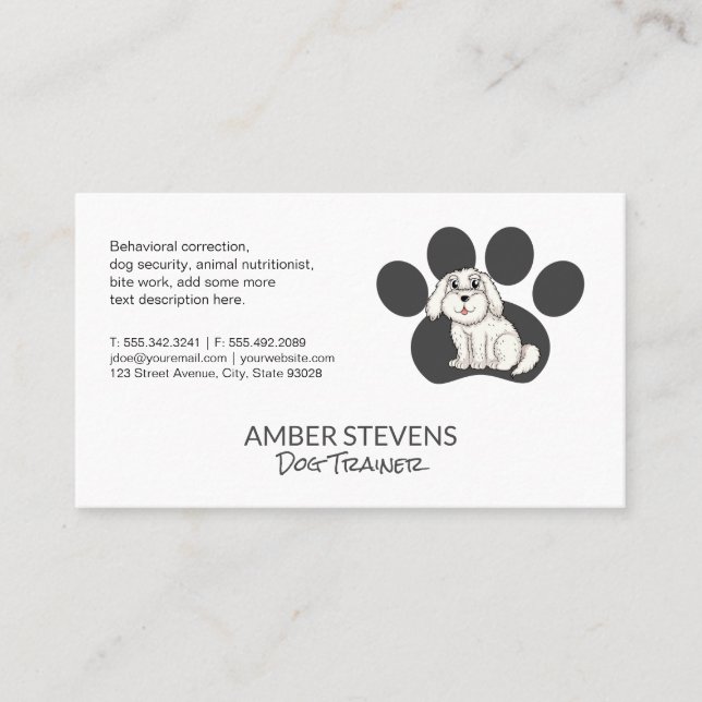 Dog Trainer | Sitter | Cute Doggie Sitting Business Card (Front)