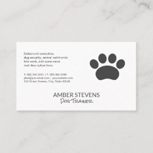 Dog Trainer   Sitter   Paw Print Business Card