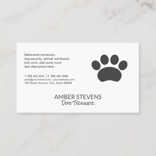 Dog Trainer | Sitter | Paw Print Business Card (Front)
