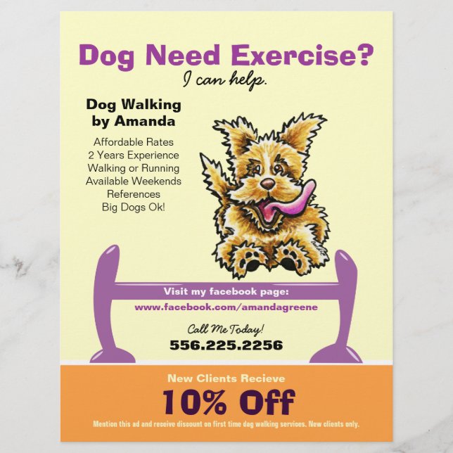Dog Trainer Training Active Terrier Coupon Ad Flyer (Front)