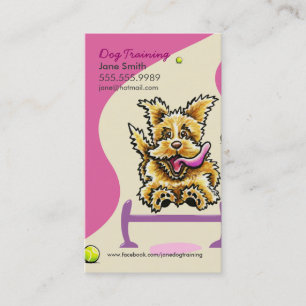 Dog Trainer Training Active Terrier Pink Business Card