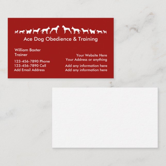 Dog Training And Obedience Business Card (Front/Back)