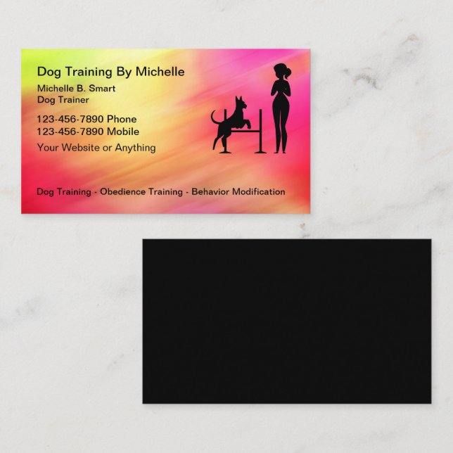 Dog Training Colourful Business Cards (Front/Back)