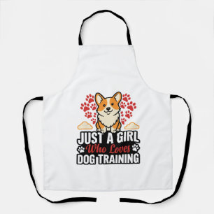 Dog Training Girl Corgi Vintage Vector Shirt Desig Apron